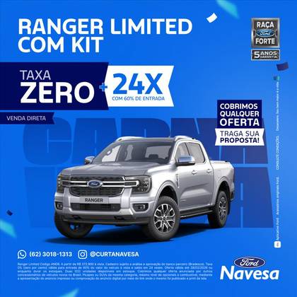 FORD RANGER 3.0 V6 TURBO DIESEL CD LIMITED 4X4 AUTOMÁTICO FORD RANGER 3.0 V6 TURBO DIESEL CD LIMITED 4X4 AUTOMÁTICO
